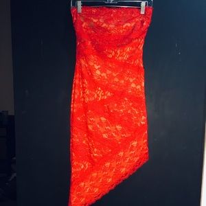 (Sm) Bebe: Red lace strapless dress